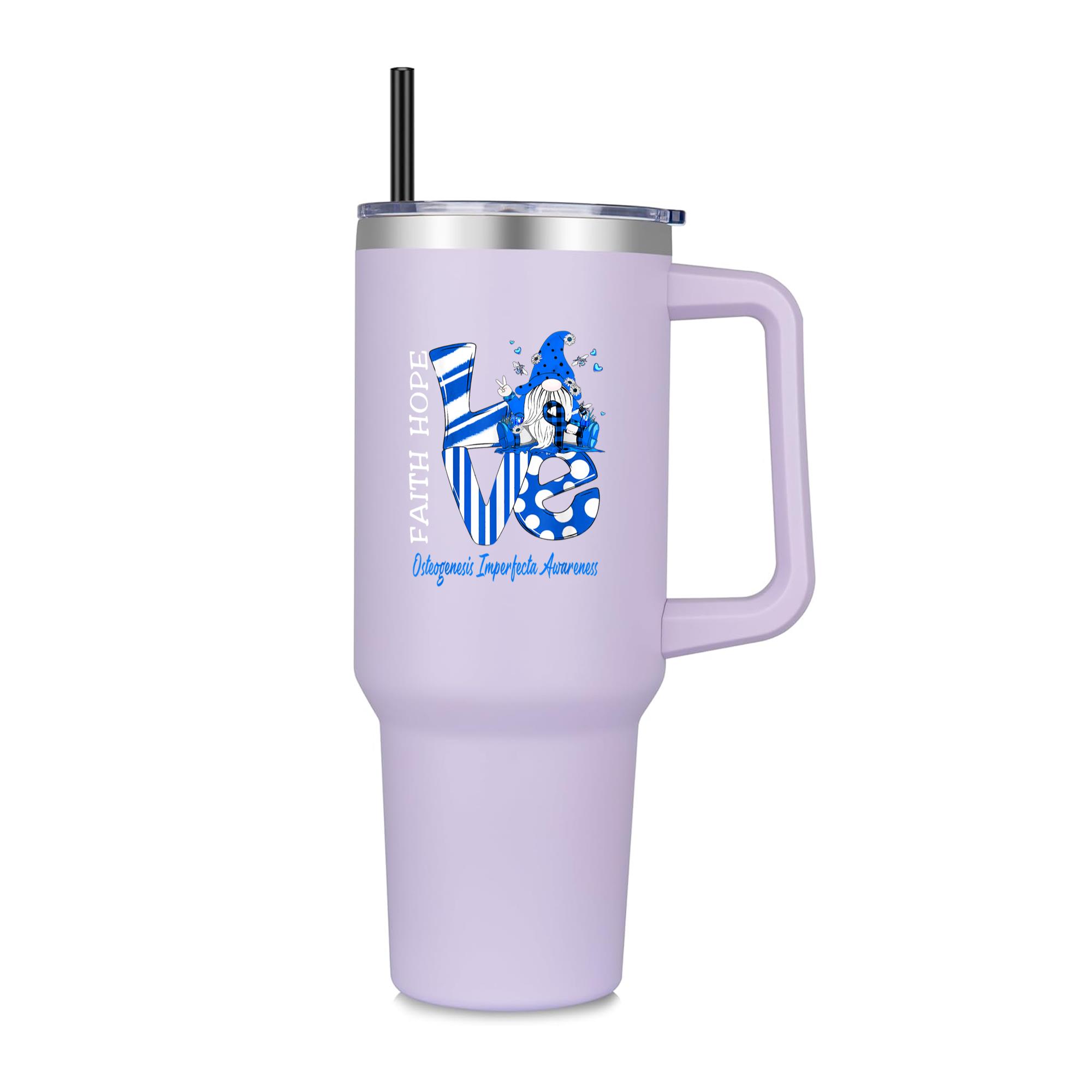 Bee Gnome Love Osteogenesis Imperfecta Awareness 40oz Stainless Steel Tumbler