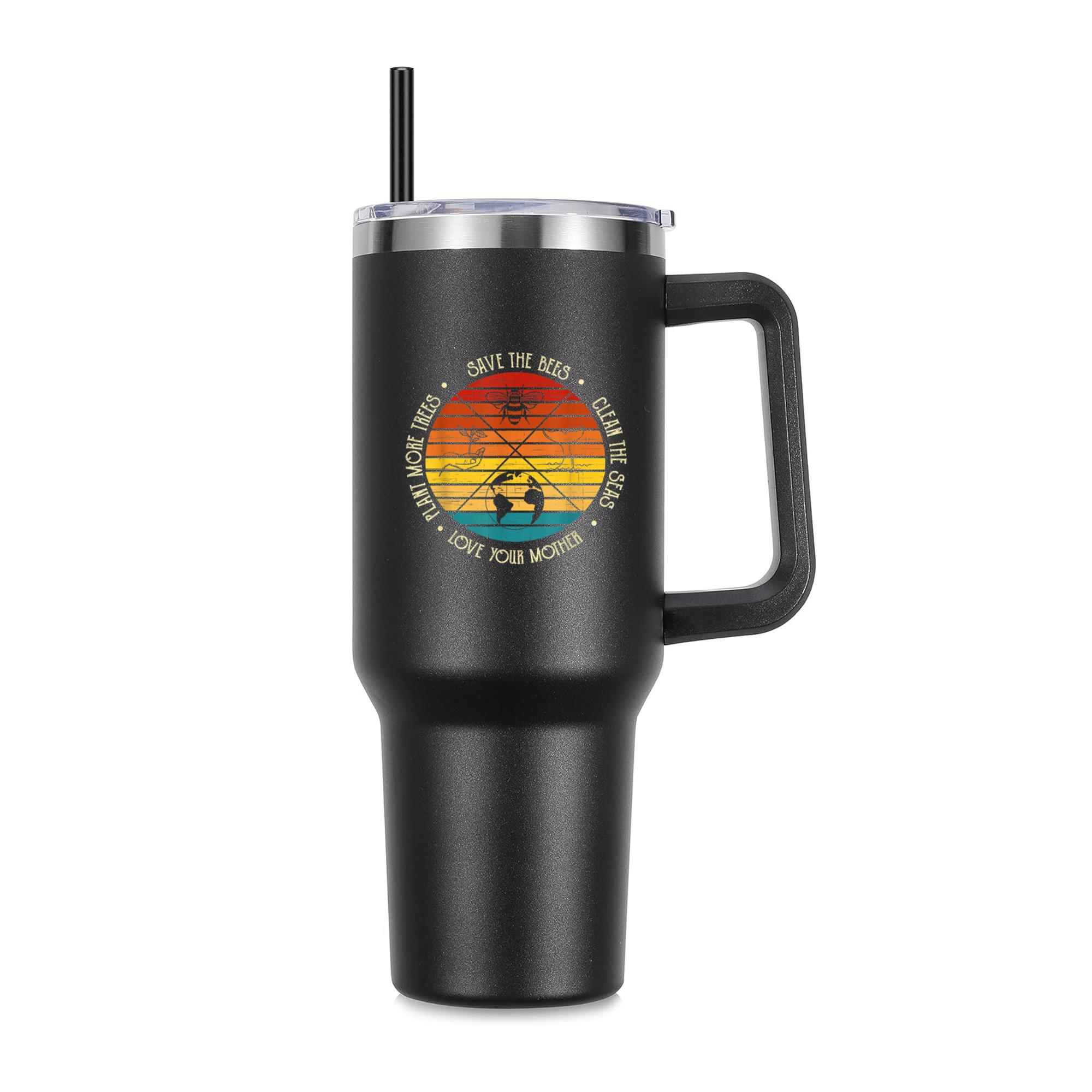 Earth Day Save The Bee Plant 40oz Stainless Steel Tumbler - Image 3