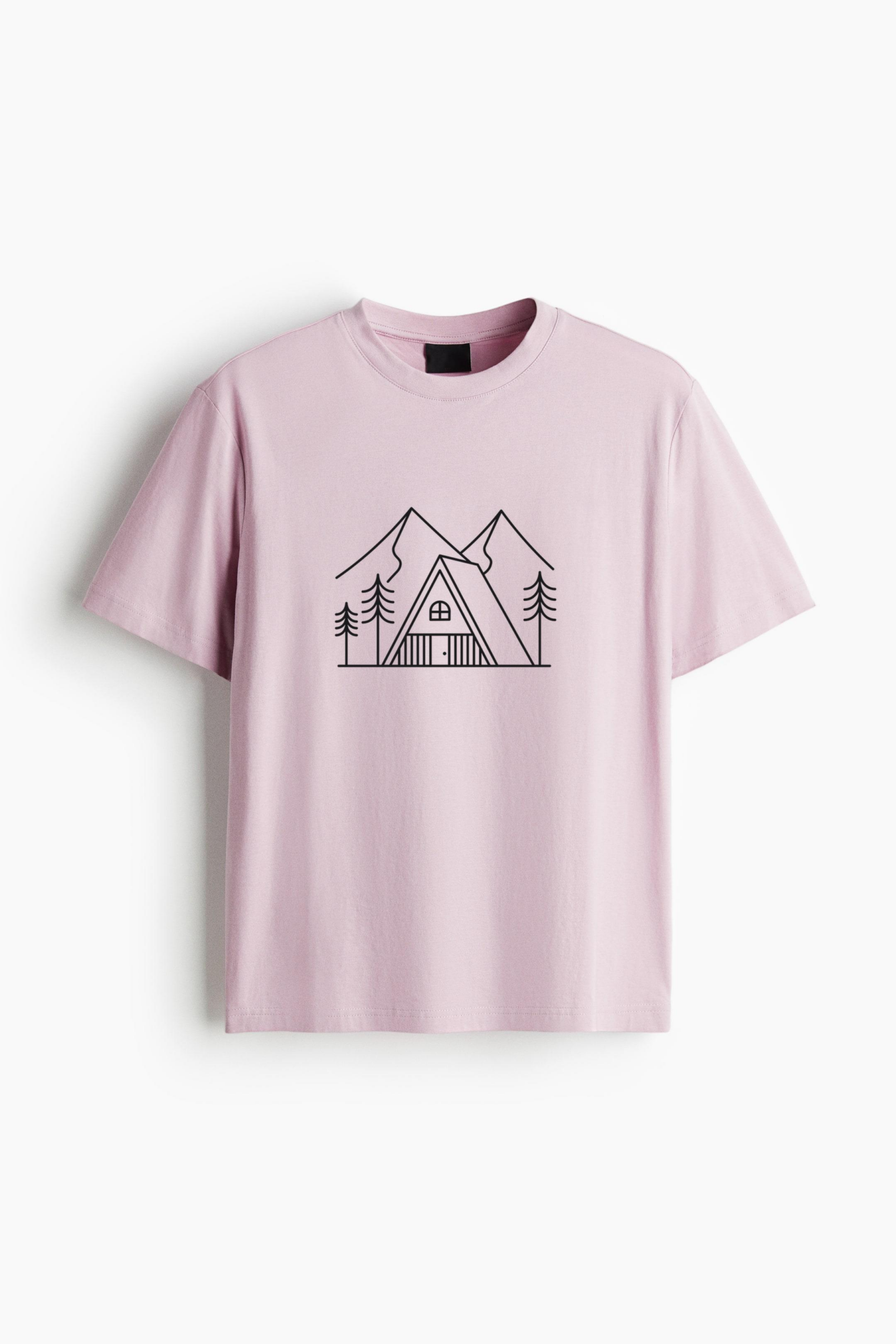 Triangular Cabin In The Mountains Stroke Oversized T-Shirt 