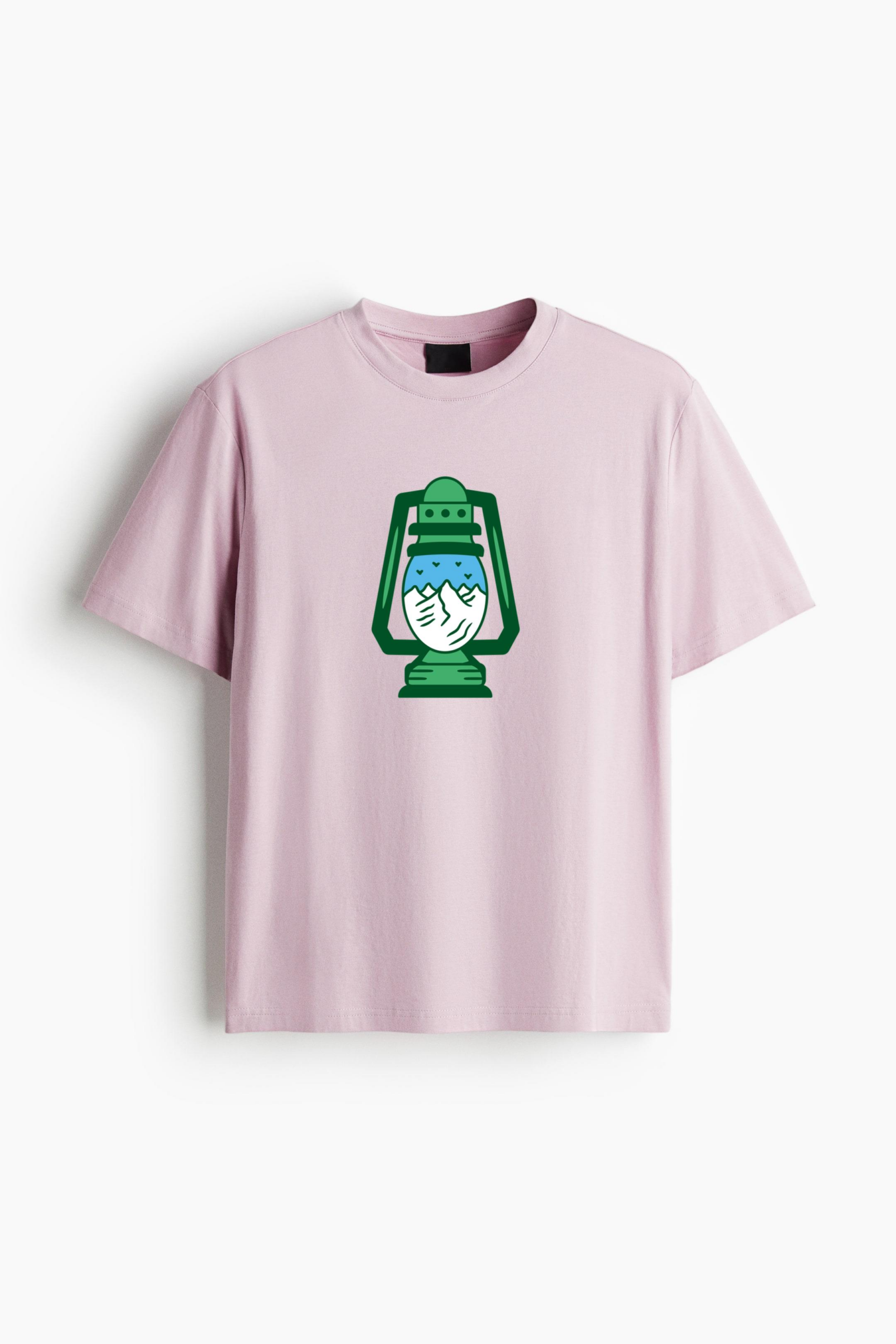 Vintage Lantern With Mountain And Sky Scene Oversized T-Shirt 