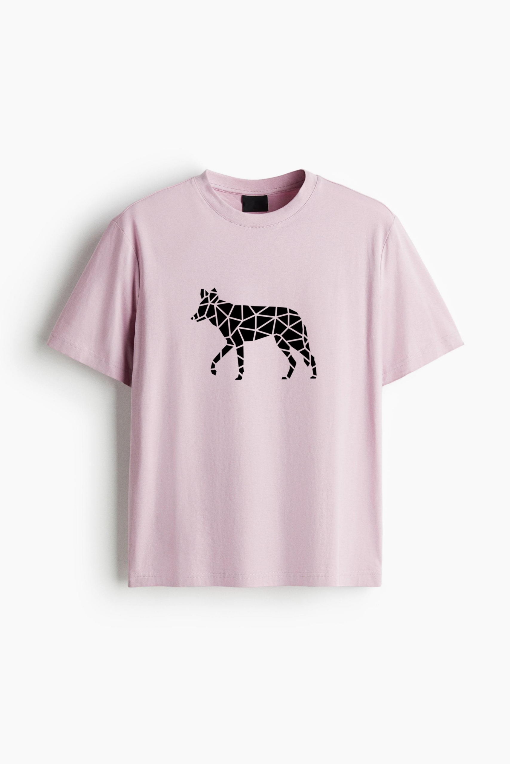 Walking Cut Out Polygonal Wolf Oversized T-Shirt 