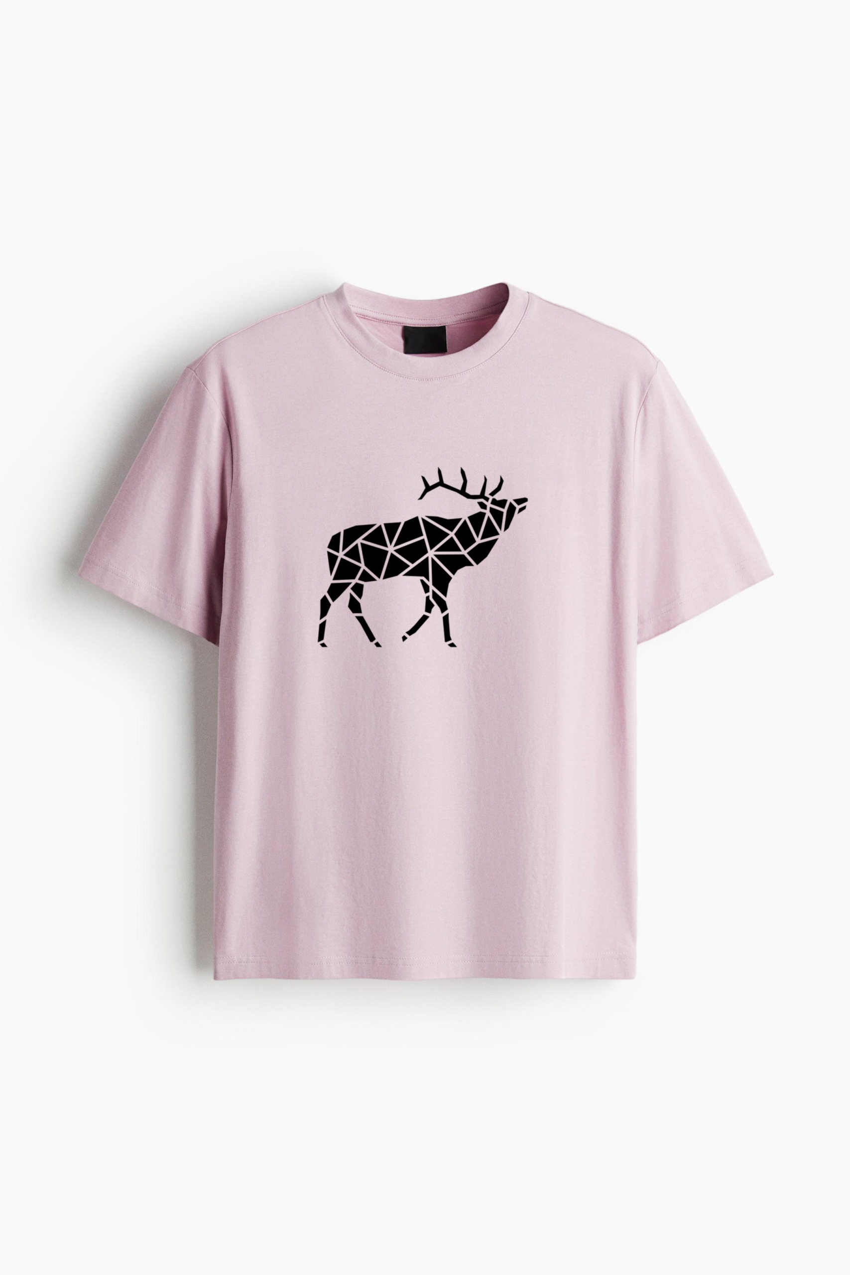Walking Polygonal Cut Out Deer Oversized T-Shirt 