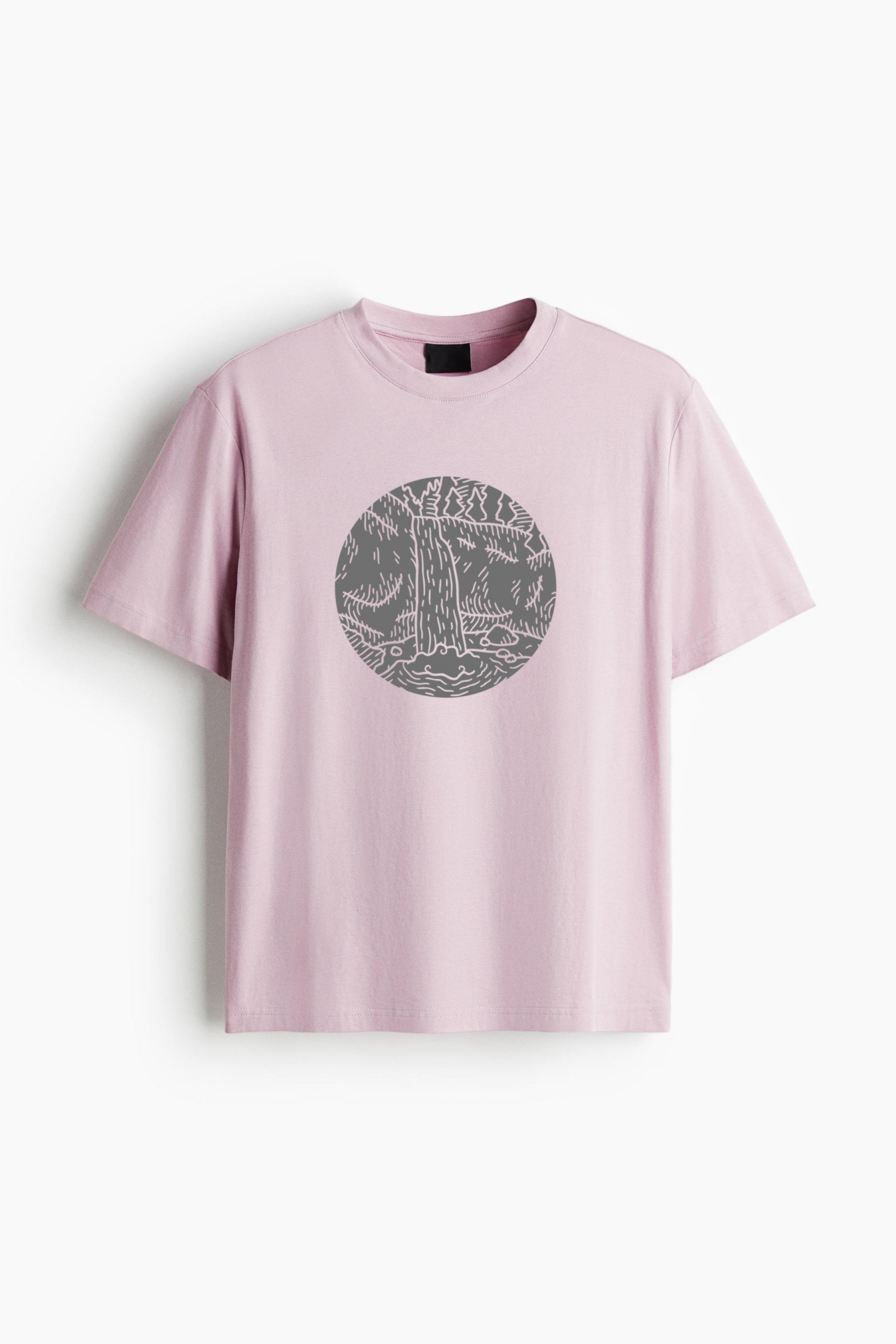 Waterfall And Forest Cut Out Landscape Oversized T-Shirt 