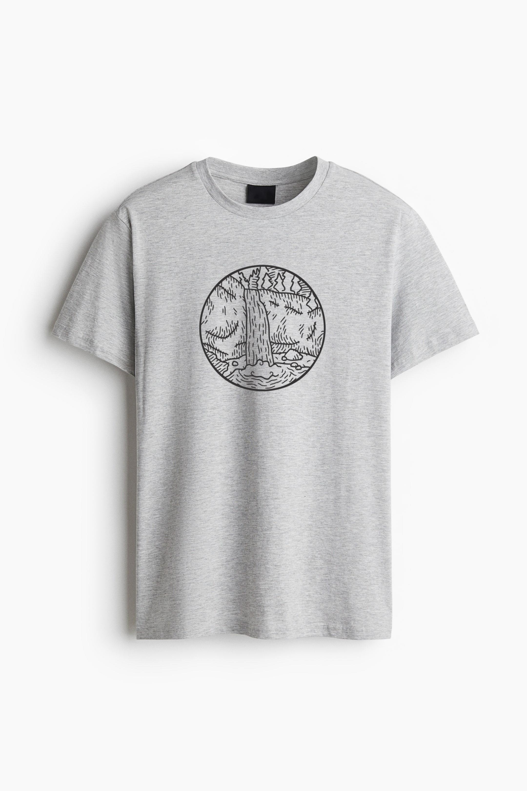 Waterfall In Mountain Stroke Landscape Oversized T-Shirt - Image 3