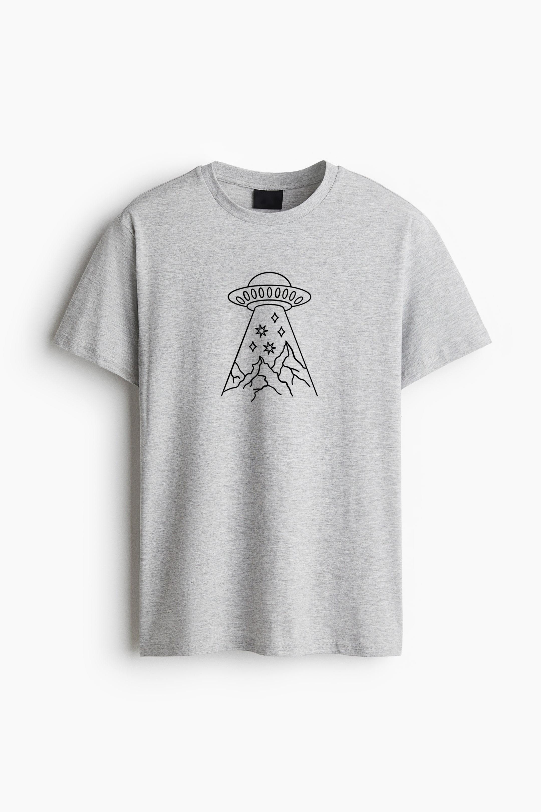 Whimsical Ufo Mountain Design Oversized T-Shirt - Image 3