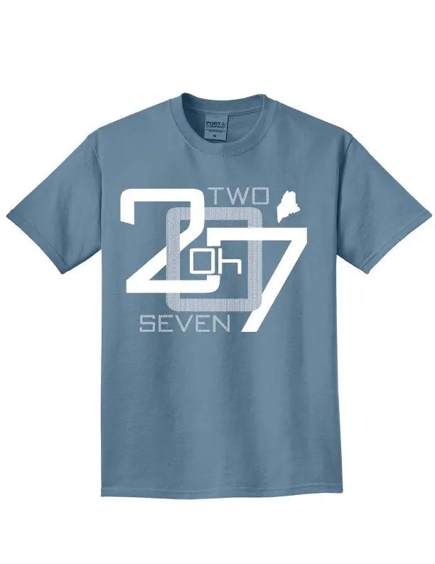 207 Area Code Unisex Fit Cotton T-Shirt - Faded Denim