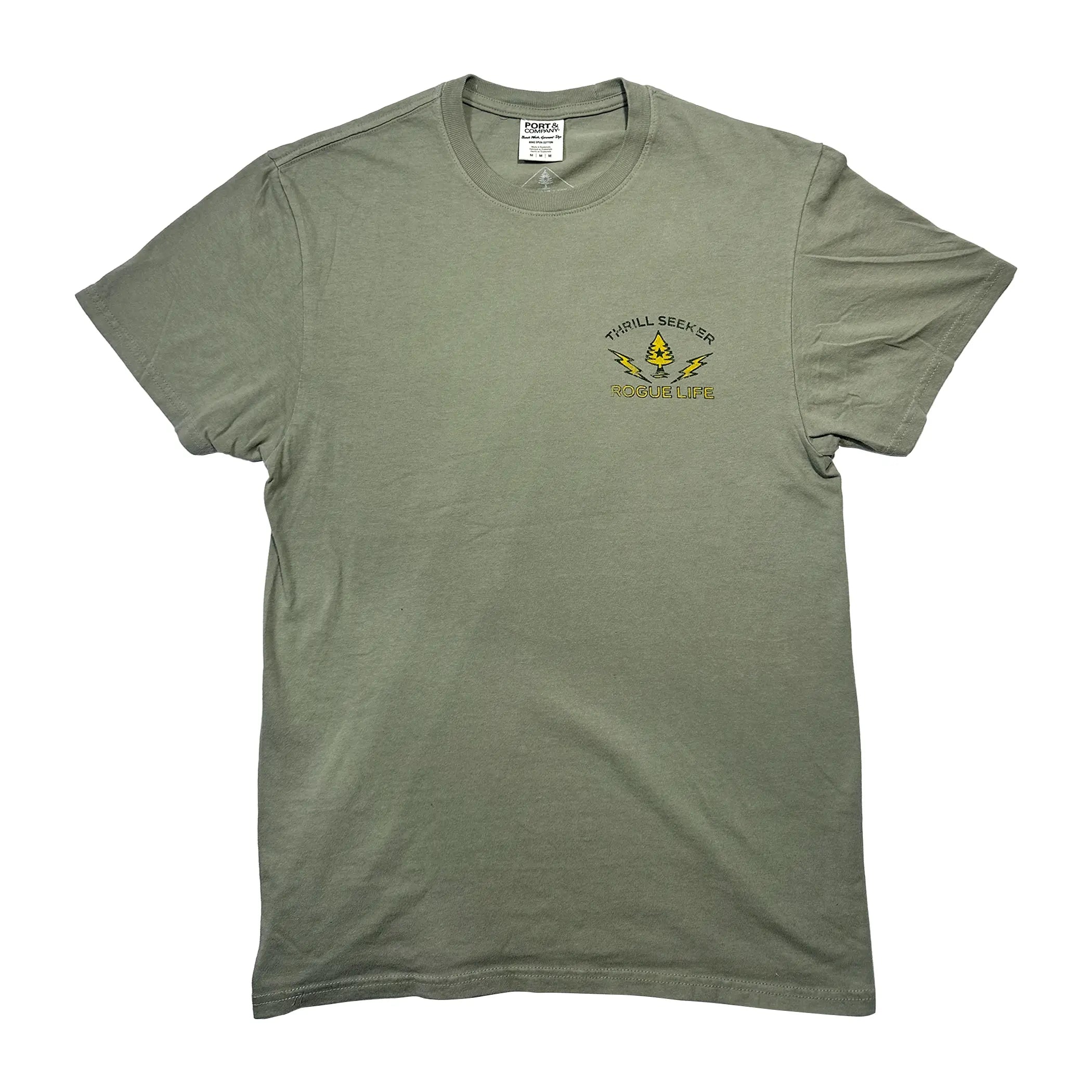 Adventure-Ready Pewter Green T-Shirt for Thrill Seekers
