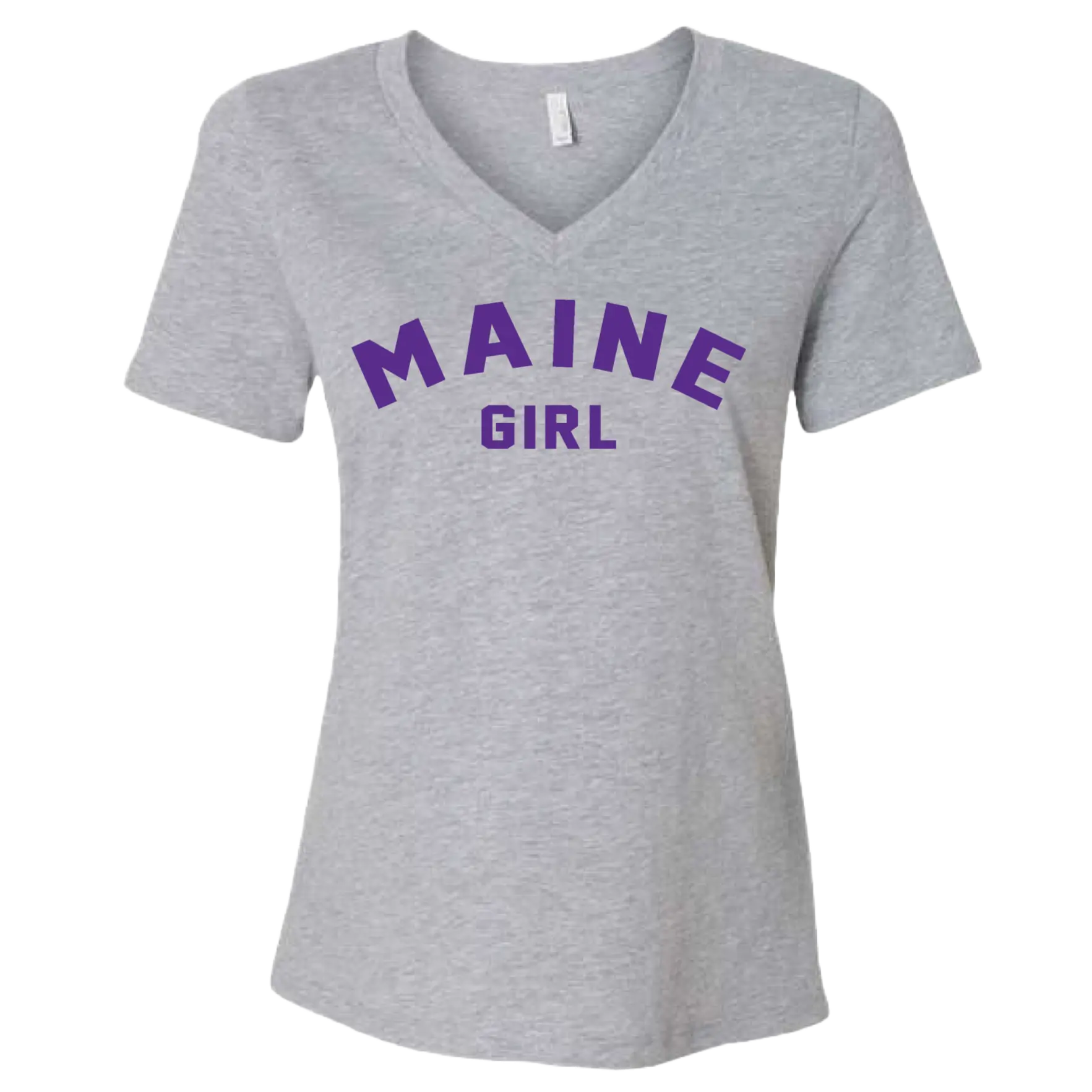 Maine Girl V-Neck T-Shirt in Heather Mauve/Burgundy