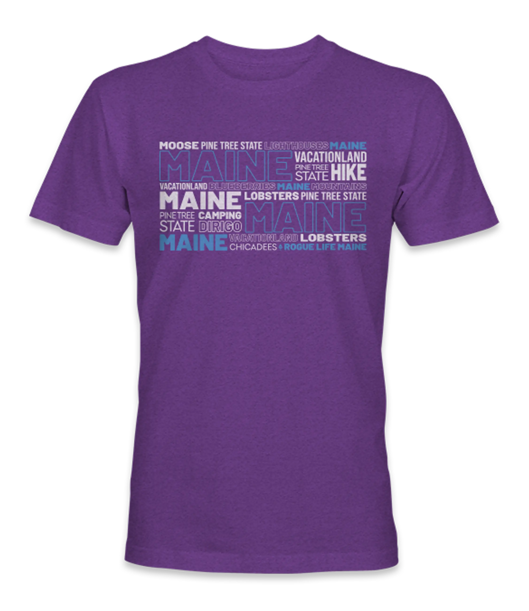 Maine Words Unisex Tee - Heather Purple/Navy | Soft Cotton Shirt