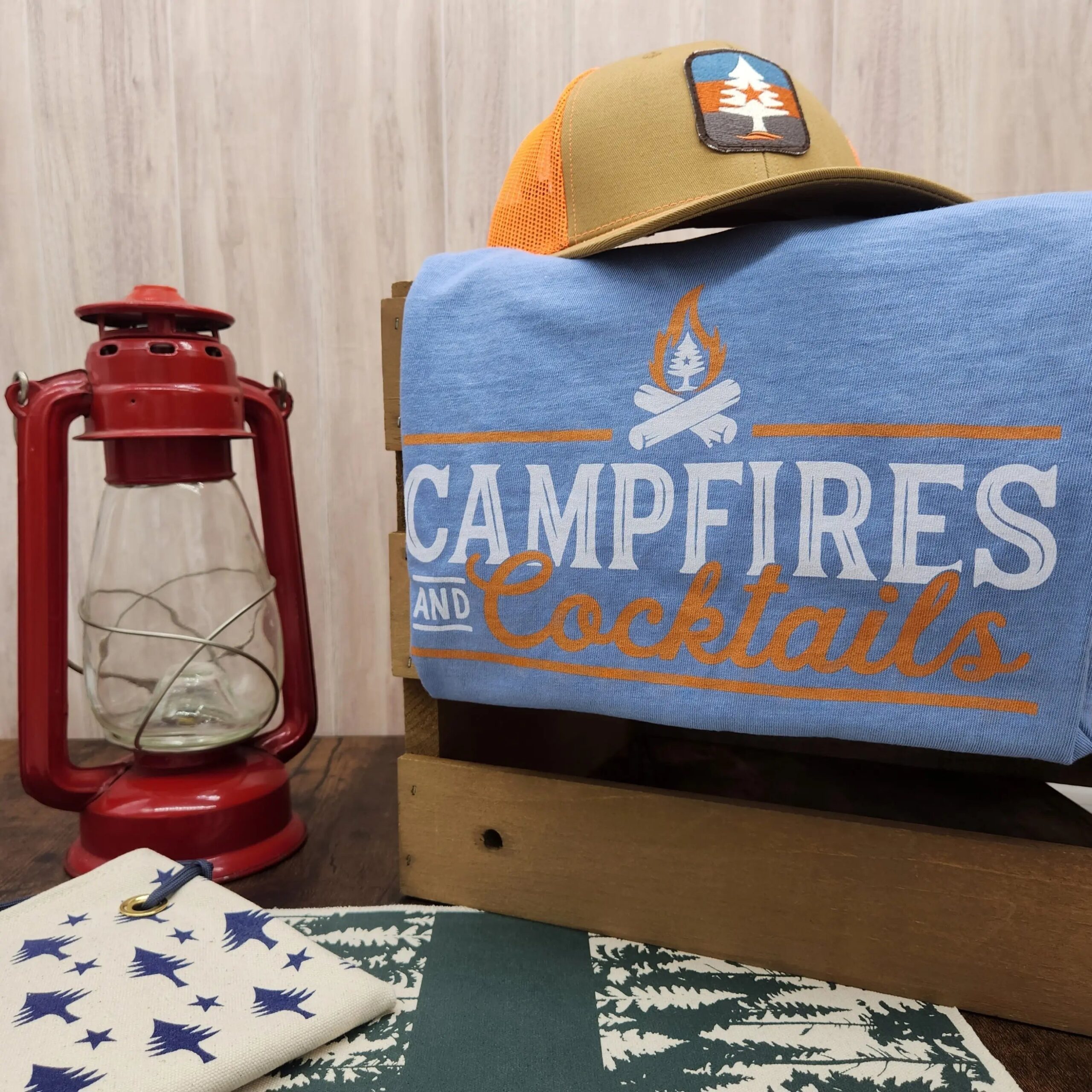 Campfires and Cocktails Unisex T-Shirt in Faded Denim