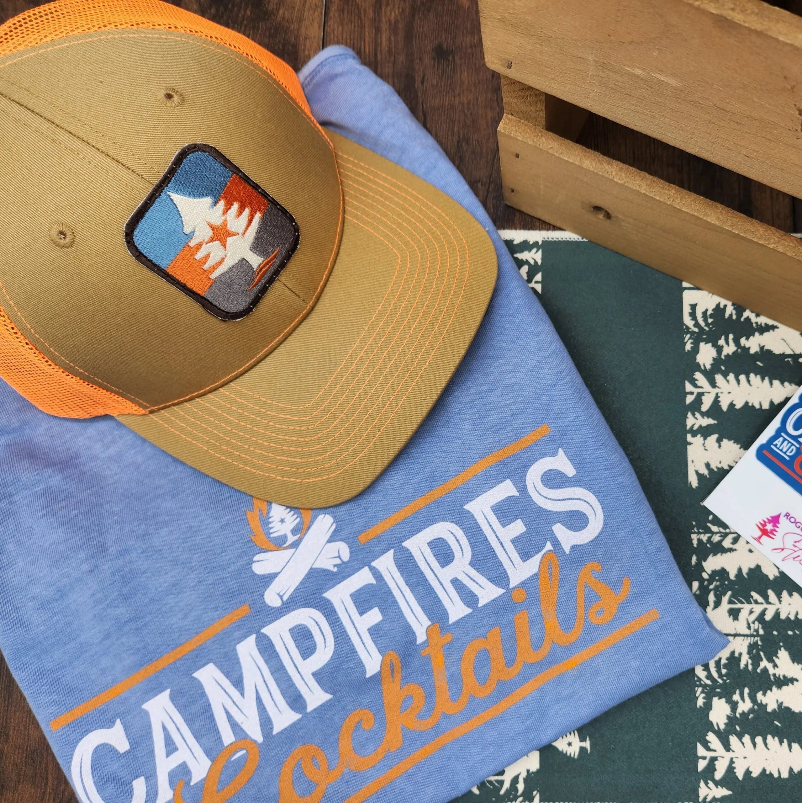Campfires and Cocktails Unisex T-Shirt in Faded Denim