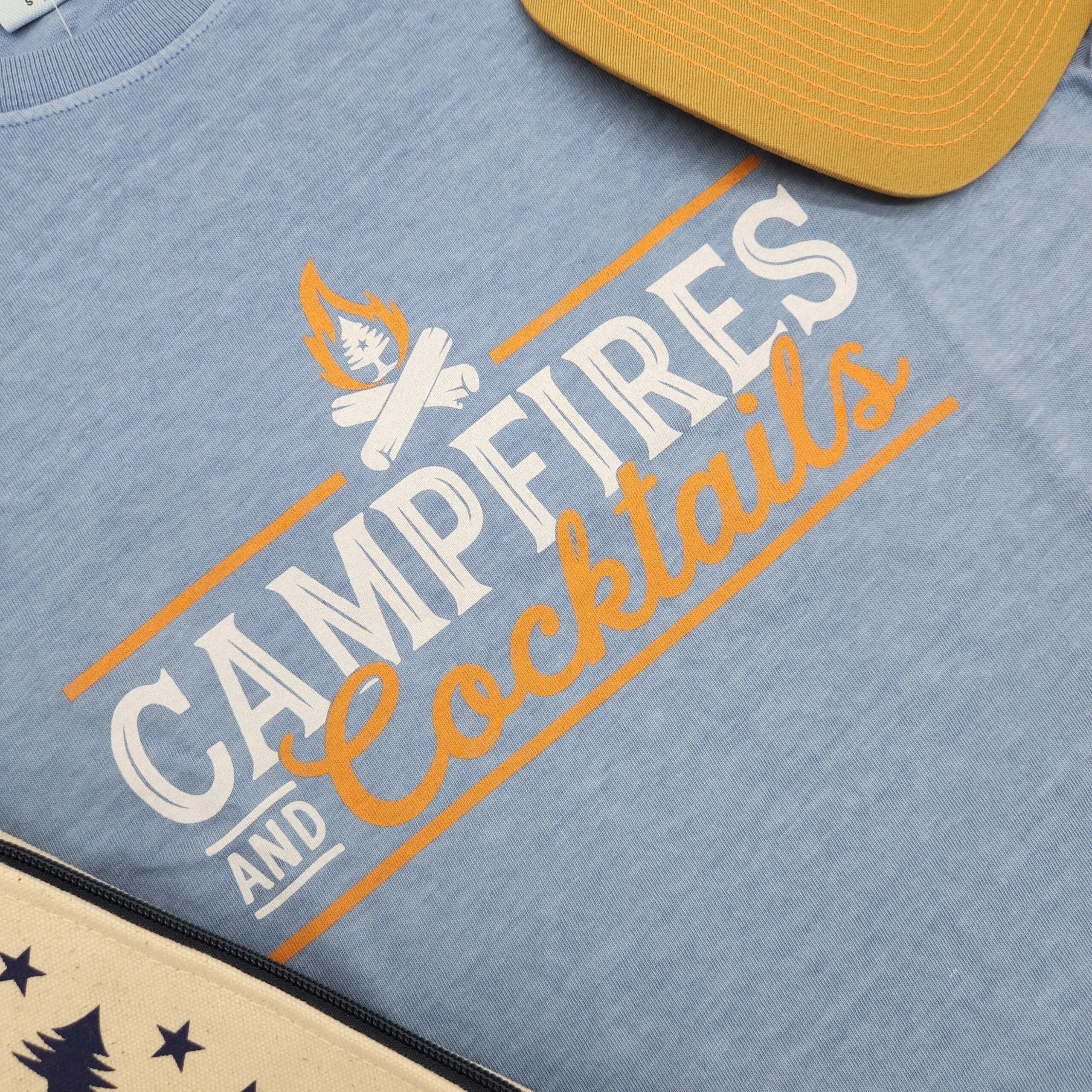 Campfires and Cocktails Unisex T-Shirt in Faded Denim