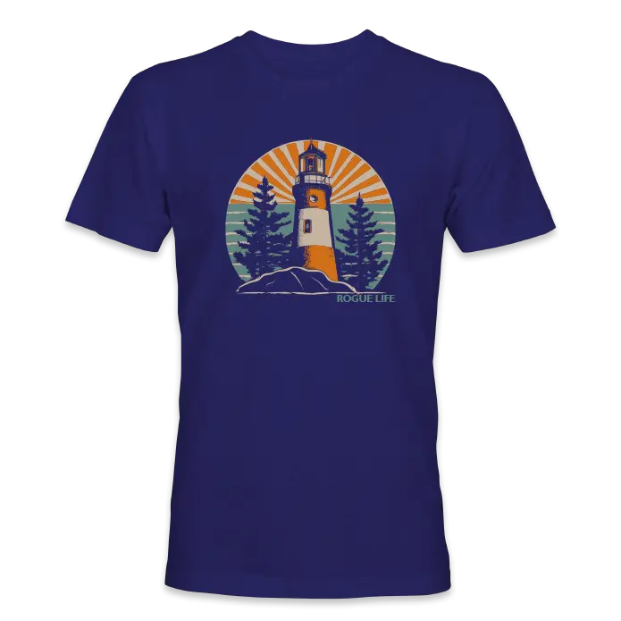 Coastal Retro Lighthouse Blue T-Shirt
