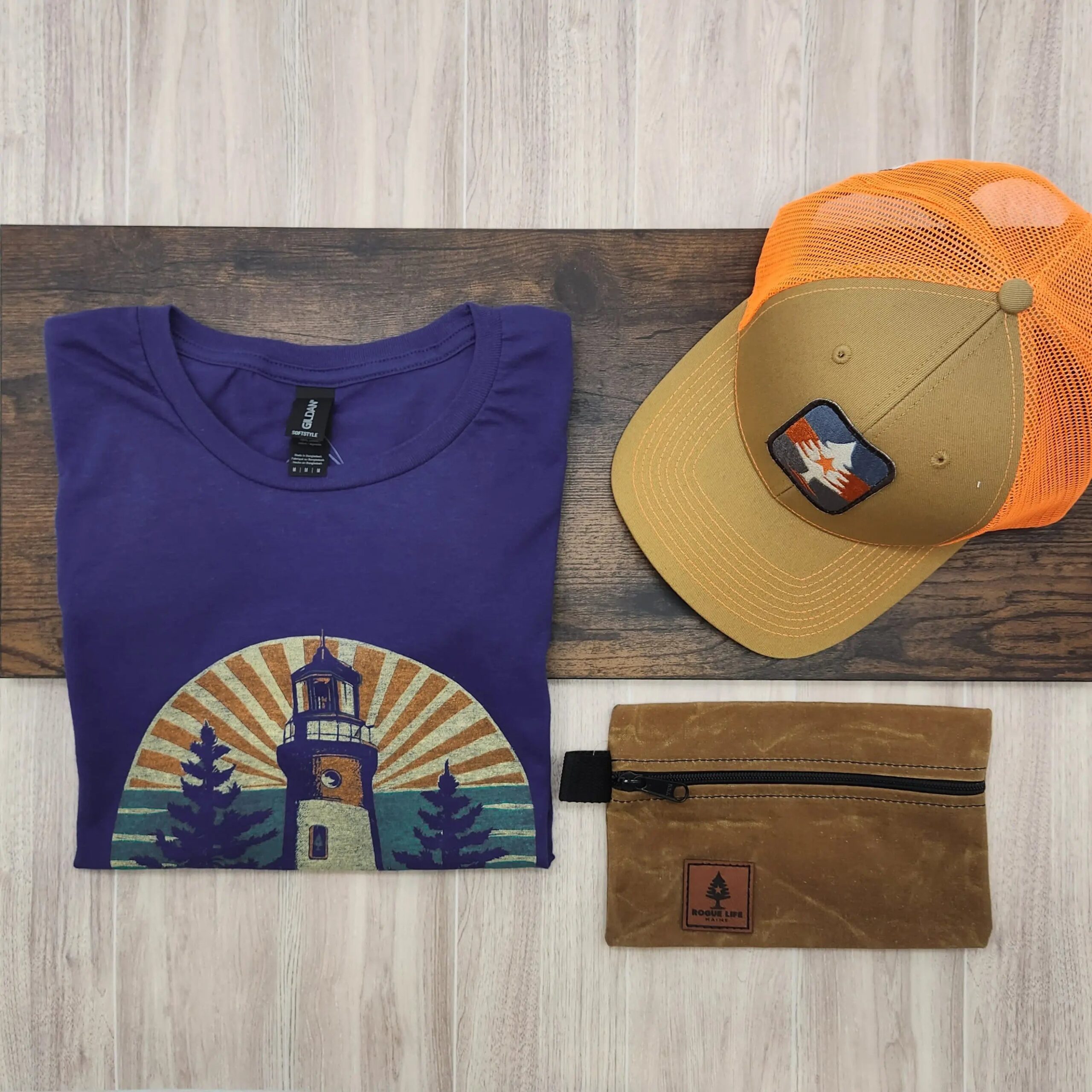 Coastal Retro Lighthouse Blue T-Shirt