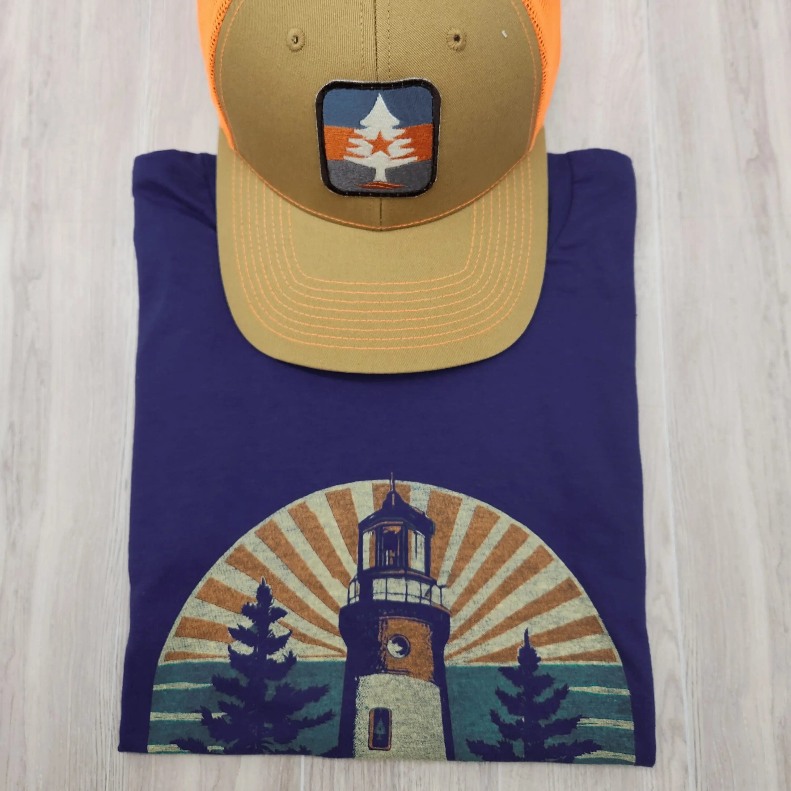 Coastal Retro Lighthouse Blue T-Shirt