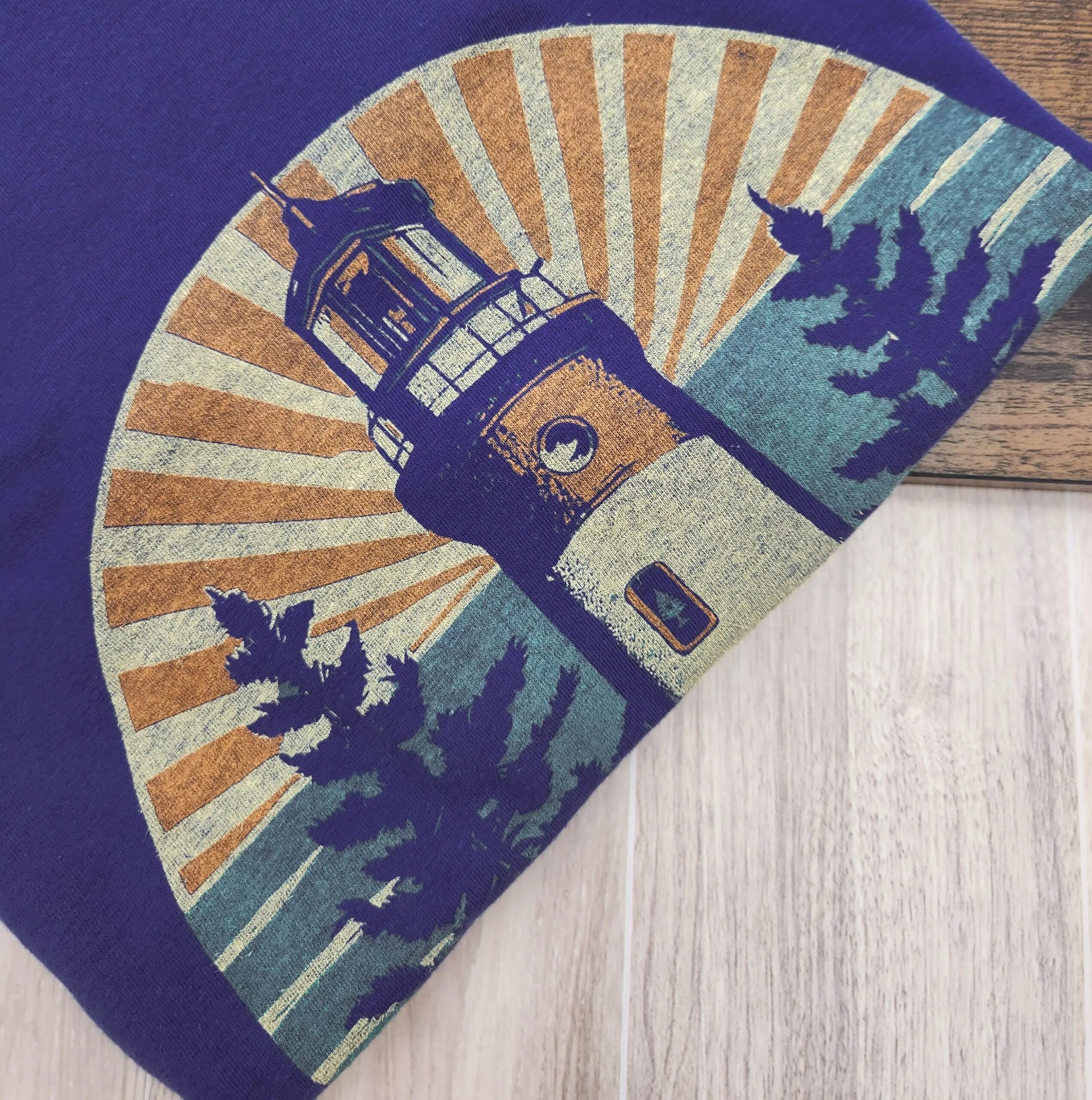 Coastal Retro Lighthouse Blue T-Shirt