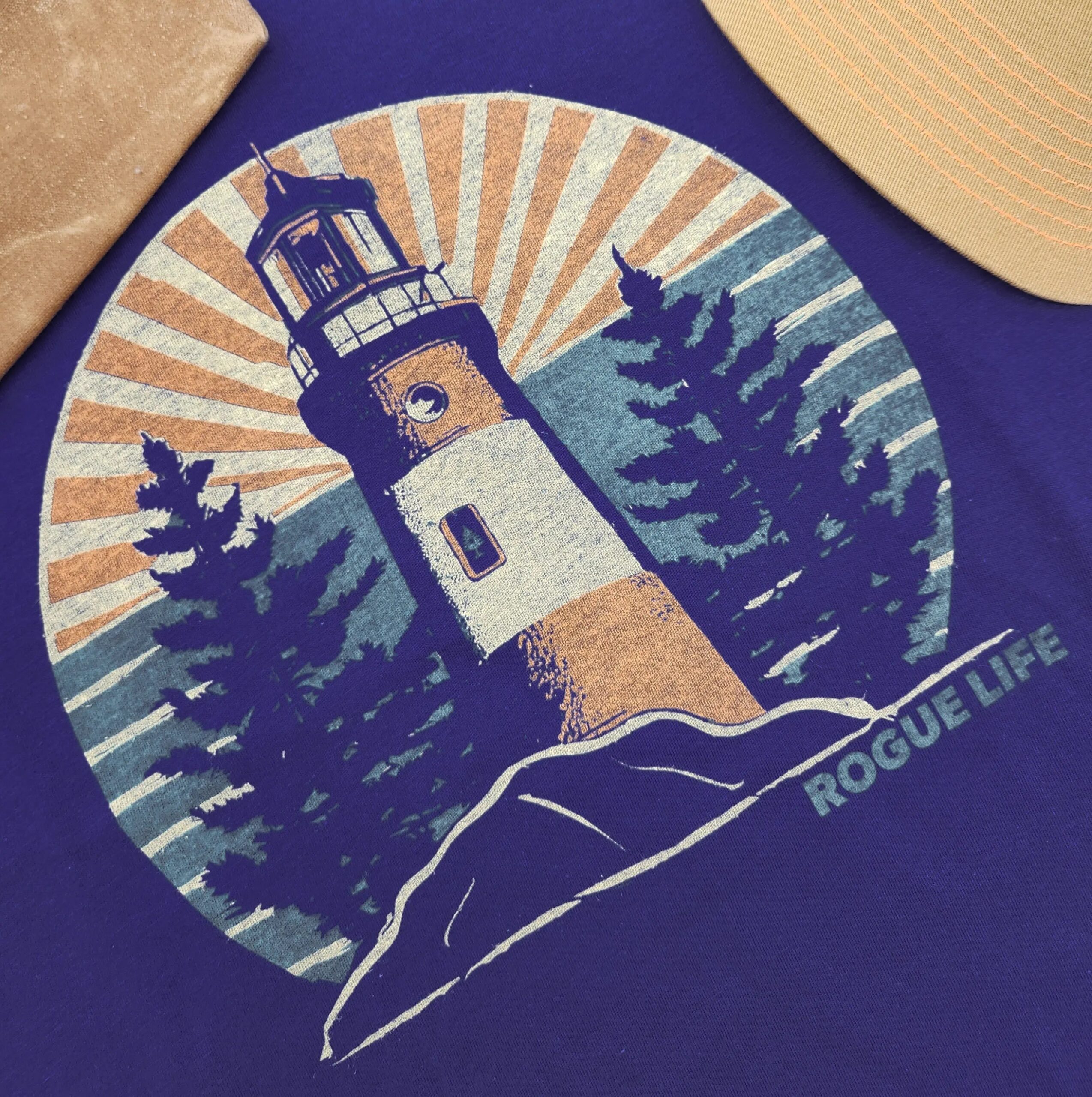 Coastal Retro Lighthouse Blue T-Shirt